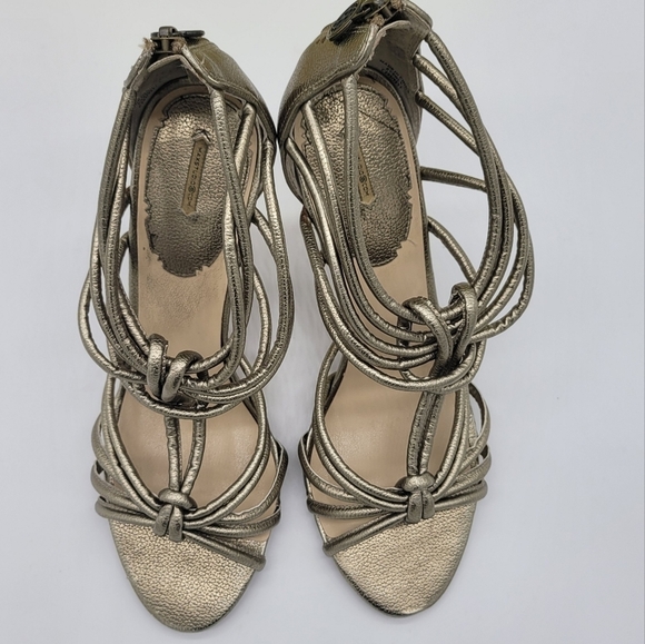 Max Studio Women's Strappy Sandal Heels Matte Gold Metallic Size 10M - Picture 7 of 12